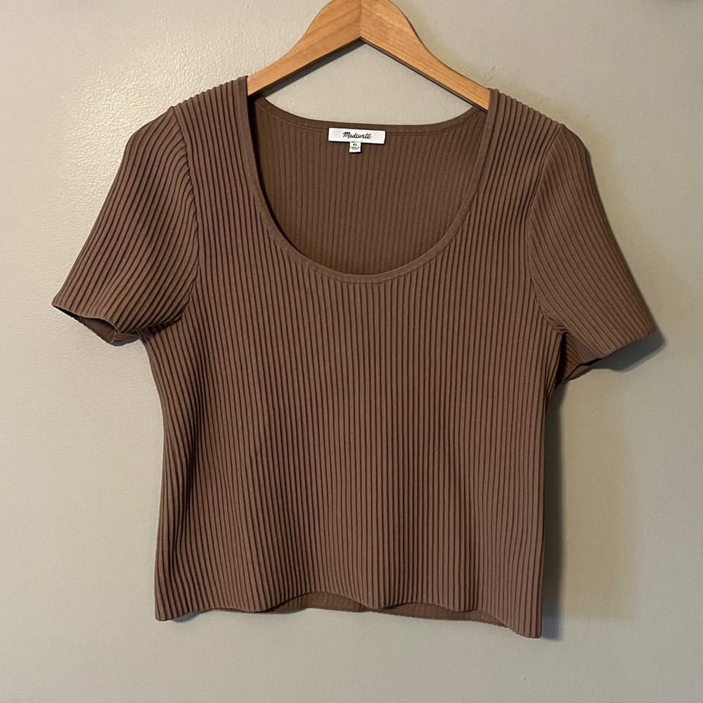 Madewell Ottoman Crop Sweater Tee in Light Umber Brown Size XL - Picture 5 of 13